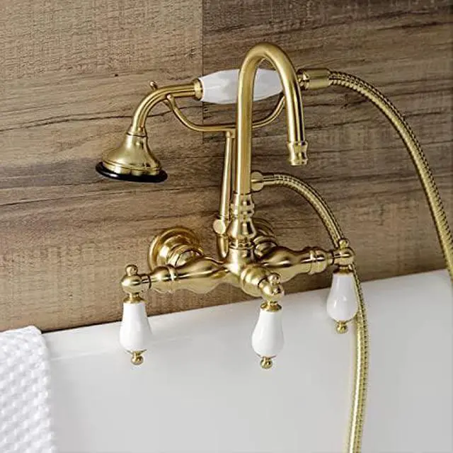 Alt view image 4 of 9 - Kingston Brass AE11T5 Aqua Eden Vintage Wall Mount Clawfoot Tub Faucet, Oil Rubbed Bronze