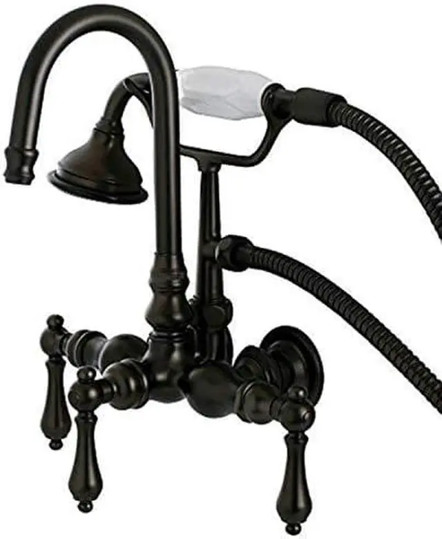 Alt view image 3 of 4 - Kingston Brass AE7T5 Aqua Eden Vintage Wall Mount Clawfoot Tub Faucet, Oil Rubbed Bronze