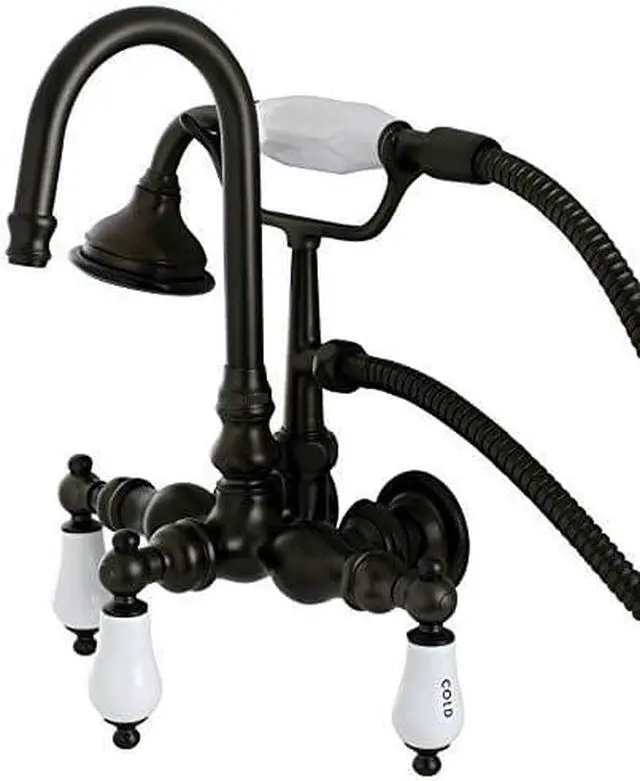 Alt view image 3 of 5 - Kingston Brass AE9T5 Aqua Eden Aqua Eden Wall Mount Clawfoot Tub Faucet, Oil Rubbed Bronze