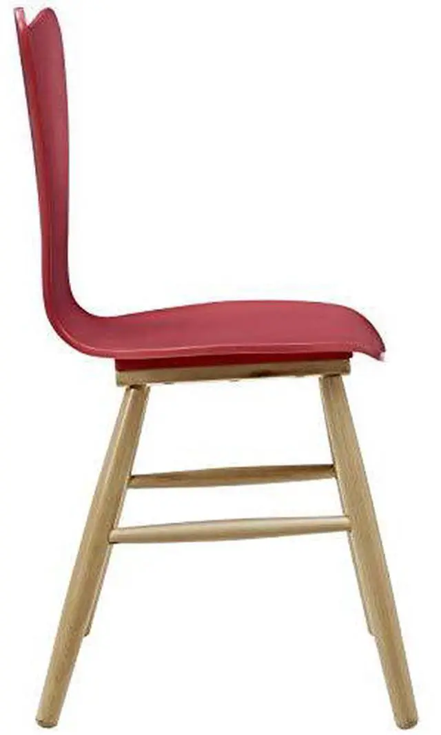 Alt view image 2 of 8 - Modway Cascade Mid-Century Modern Wood Four Kitchen and Dining Room Chairs in Red