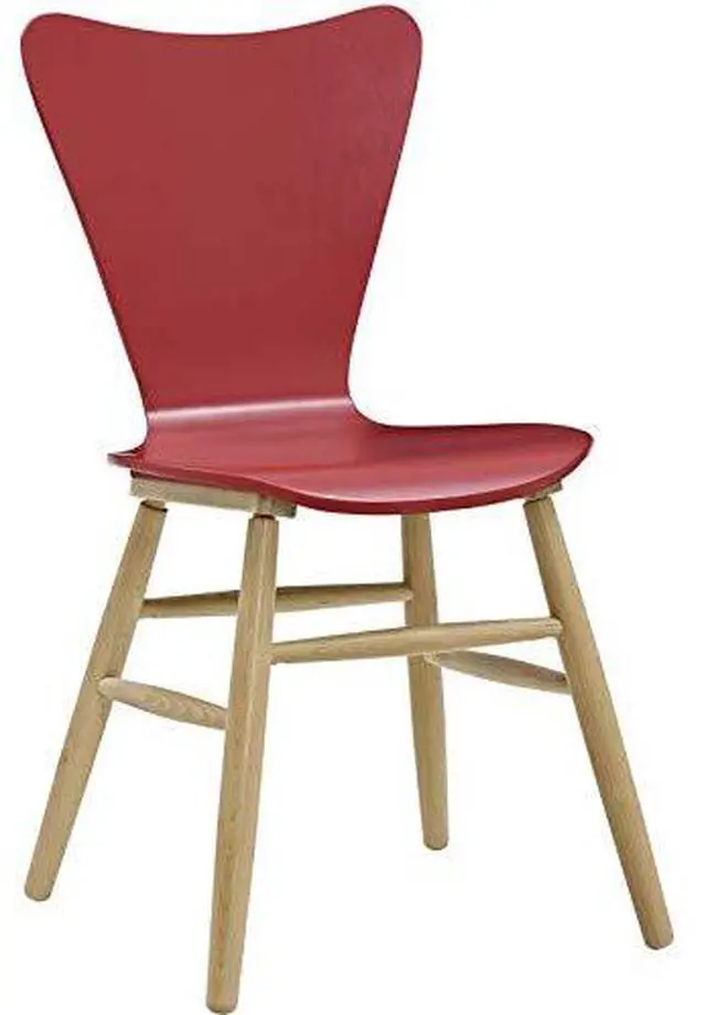 Alt view image 3 of 8 - Modway Cascade Mid-Century Modern Wood Four Kitchen and Dining Room Chairs in Red