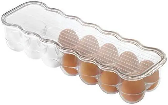 Alt view image 2 of 5 - iDesign Plastic Egg Holder for Refrigerator with Handle and Lid, Fridge Storage Organizer for Kitchen, Holds up to 14, 4.25" x 14.5" x 3", Clear