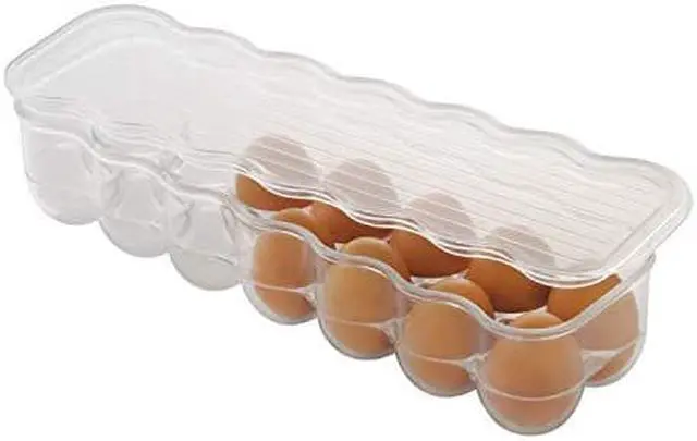 Alt view image 3 of 5 - iDesign Plastic Egg Holder for Refrigerator with Handle and Lid, Fridge Storage Organizer for Kitchen, Holds up to 14, 4.25" x 14.5" x 3", Clear
