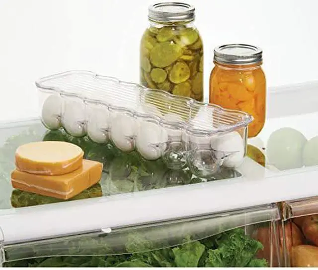Alt view image 5 of 5 - iDesign Plastic Egg Holder for Refrigerator with Handle and Lid, Fridge Storage Organizer for Kitchen, Holds up to 14, 4.25" x 14.5" x 3", Clear