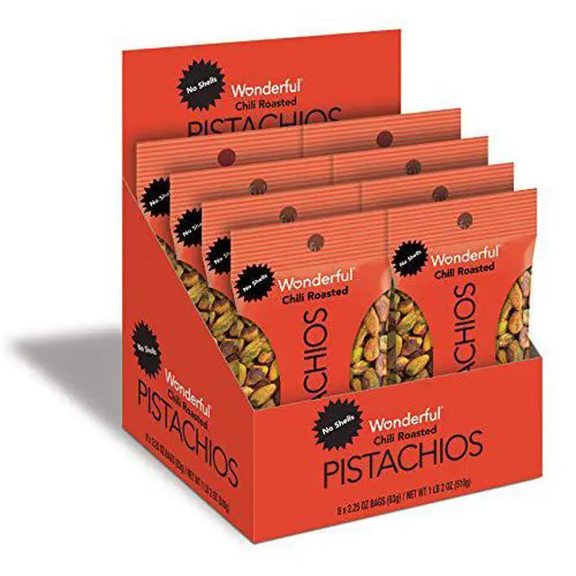 Alt view image 2 of 5 - Wonderful Pistachios, No Shells, Chili Roasted, 2.25 Oz (Pack Of 8)