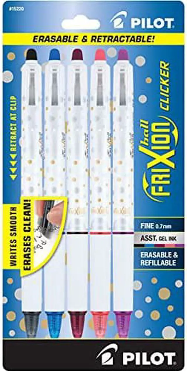 Main image of PILOT FriXion clicker Erasable Design collection Dots, Refillable & Retractable gel Ink Pens, Fine Point (07mm), Assorted Ink, 5-Pack (15220)