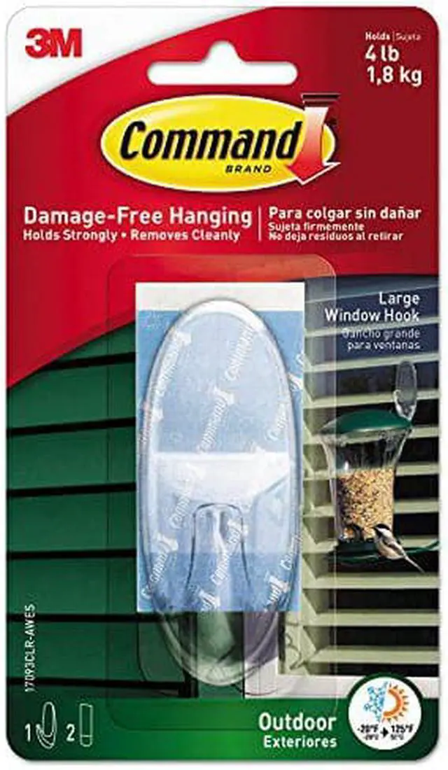 Alt view image 7 of 11 - Command All Weather Hooks and Strips Plastic Large 1 Hooks & 2 Strips/Pack