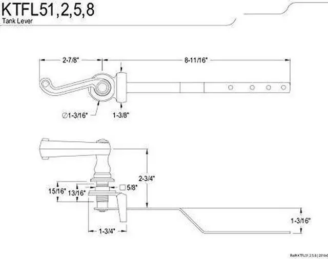 Alt view image 5 of 6 - Kingston Brass KTFL51 Kingston Brass KTFL51 Royale Toilet Tank Lever, Chrome