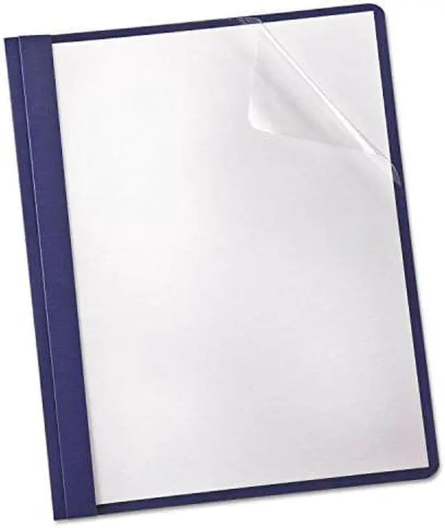 Alt view image 3 of 5 - Oxford Linen Finish Clear Front Report Cover 3 Fasteners Letter Navy 25/Box
