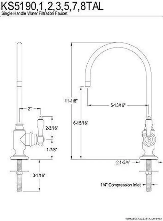 Alt view image 9 of 16 - Kingston Brass KS5198TAL Traditional Tudor Single-Handle Water Filtration Faucet - Brushed Nickel