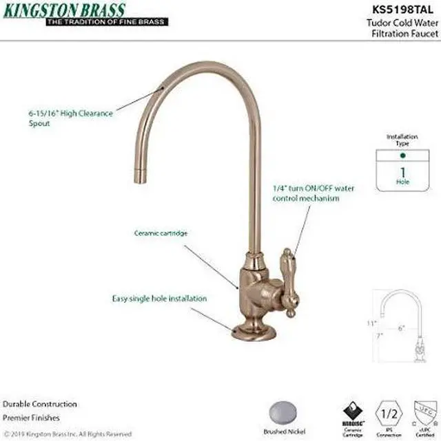 Alt view image 10 of 16 - Kingston Brass KS5198TAL Traditional Tudor Single-Handle Water Filtration Faucet - Brushed Nickel