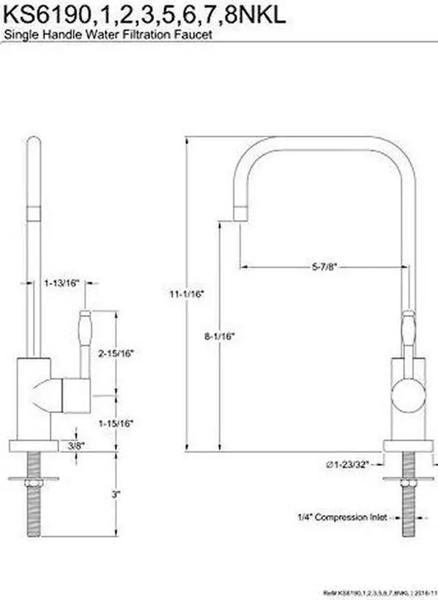 Alt view image 10 of 16 - Kingston Brass KS6191NKL Nustudio Single-Handle Cold Water Filtration Faucet, Polished Chrome