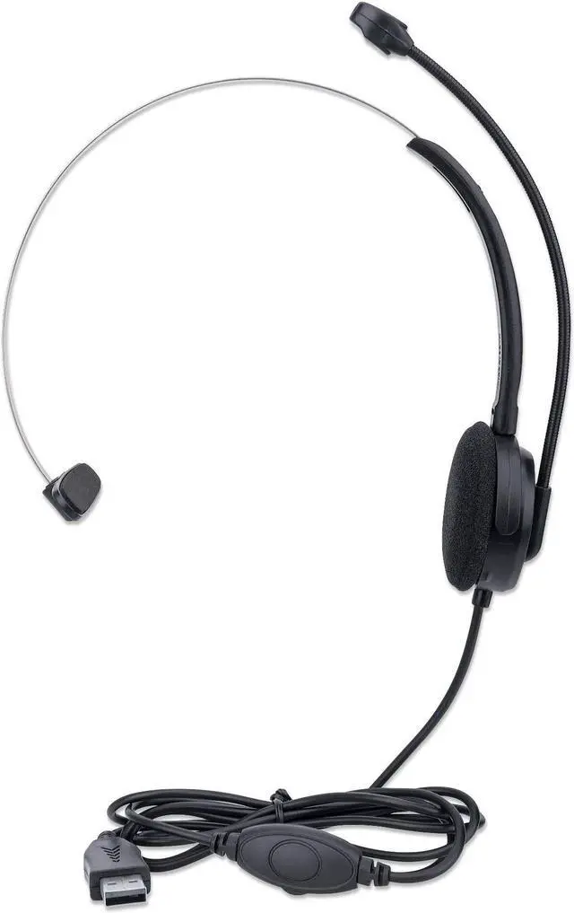Alt view image 12 of 20 - Manhattan Mono On-Ear USB Headset with Microphone 179867