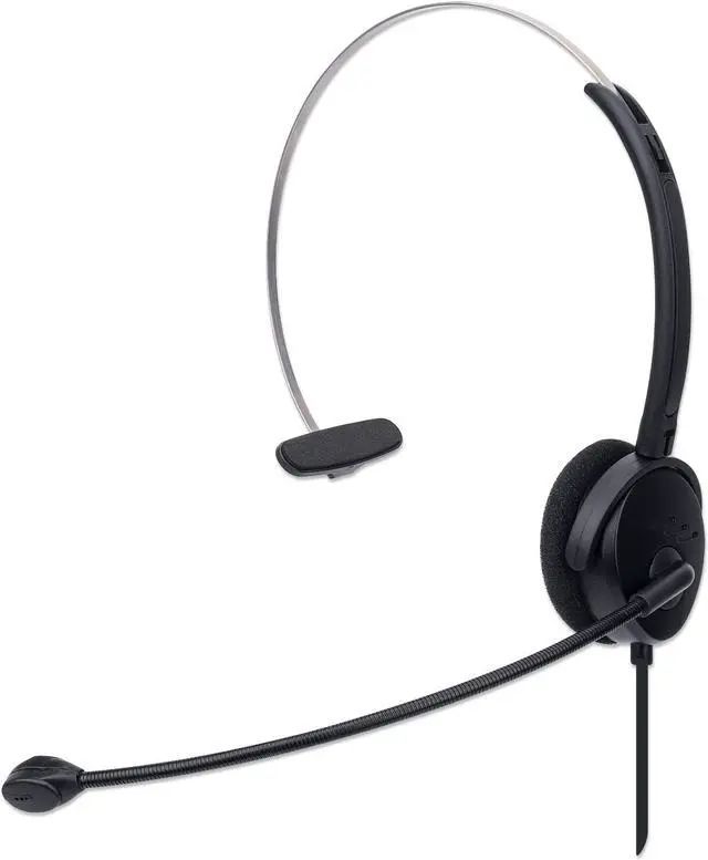 Alt view image 9 of 20 - Manhattan Mono On-Ear USB Headset with Microphone 179867