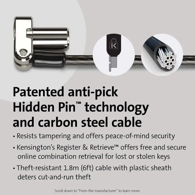 Alt view image 18 of 20 - Kensington Universal 3-in-1 Keyed Laptop Lock K62318WW