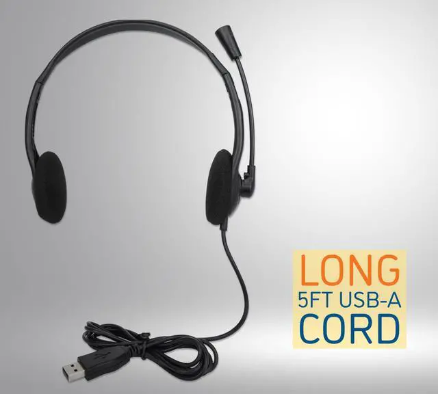Alt view image 18 of 20 - Manhattan Stereo USB Headset - Stereo - USB Type A - Wired - 32 Ohm - 20 Hz - 20 kHz - Over-the-head - Binaural - Supra-aural - 4.92 ft Cable - Uni-directional Microphone - Black
