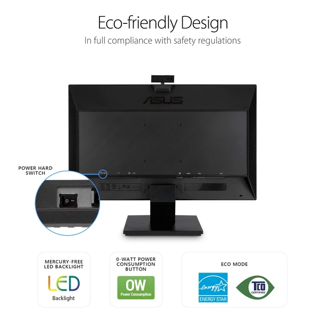 Alt view image 6 of 7 - BE24EQK 24 Inch 1080P Computer Monitor, Webcam, HDMI, DisplayPort, VGA Full HD IPS, Eye Care, 2MP Webcam, Mic Array, Stereo speaker, Video Conference, VESA Wall Mount, EPEAT, Ergonomic