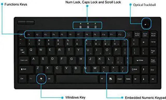 Alt view image 10 of 11 - Adesso AKB-310UB - Mini Trackball USB Keyboard, Black