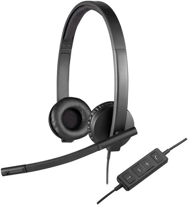 Main image of H570e Wired Headset, Stereo Headphones with Noise-Cancelling Microphone, USB, In-Line Controls with Mute Button, Indicator LED, PC/Mac/Laptop - Black
