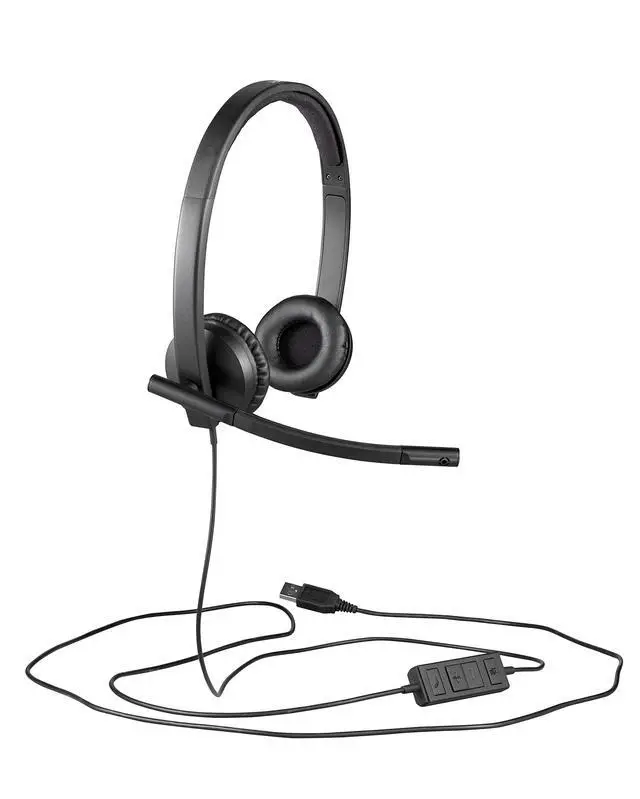 Alt view image 4 of 4 - H570e Wired Headset, Stereo Headphones with Noise-Cancelling Microphone, USB, In-Line Controls with Mute Button, Indicator LED, PC/Mac/Laptop - Black