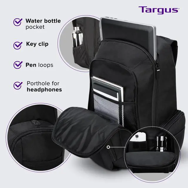 Alt view image 9 of 15 - Targus 17" Groove Backpack (Black) - CVR617