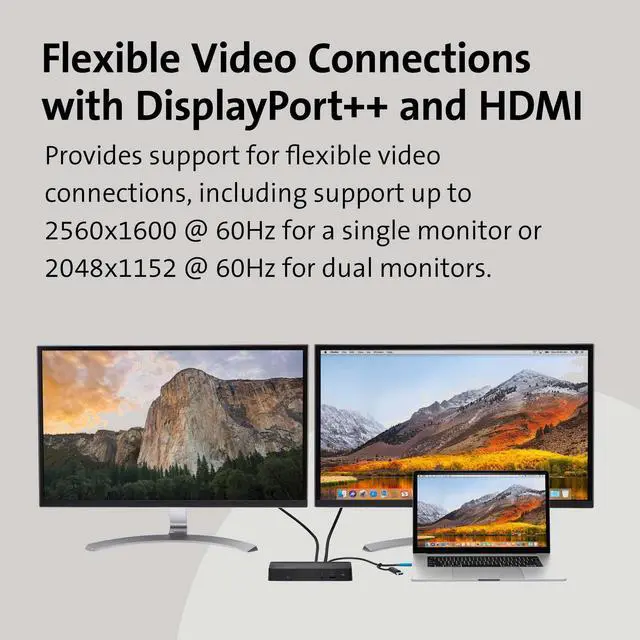 Alt view image 3 of 7 - Kensington SD4700P Displaylink Docking Station Dual Display for Any MacBook M1/M2/M3/M4 or Windows; 60W Power Delivery; TAA Compliant (K38240NA)