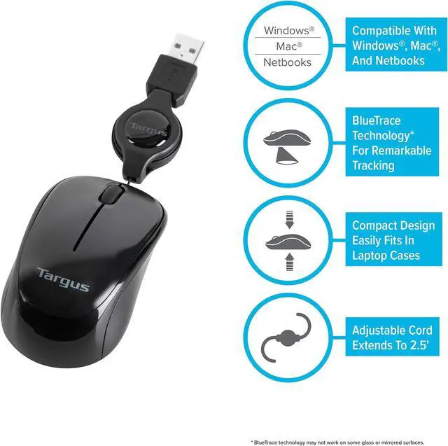 Alt view image 16 of 20 - Targus Compact BlueTrace Mouse - AMU75US