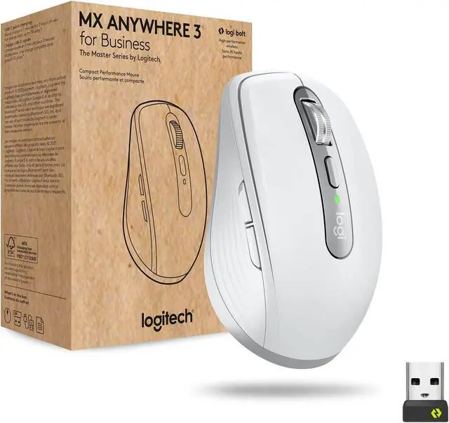 Alt view image 15 of 20 - Logitech MX Anywhere 3 for Business – Wireless Mouse, Compact, Ultrafast, Any Surface Tracking, Rechargeable, Logi Bolt Technology, Bluetooth, Windows/Mac/iPad OS - Pale Gray