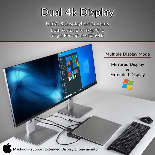 Alt view image 18 of 20 - Cyber Acoustics USB-C 4K Universal Essential Docking Station DS-2000