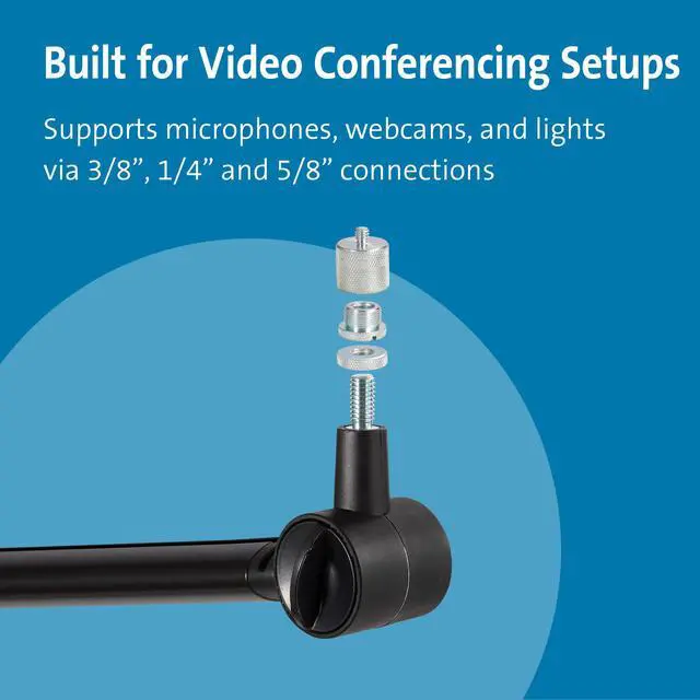 Alt view image 11 of 17 - Kensington A1020 Mounting Arm for Microphone, Webcam, Light, Video Conferencing System, Camera, Ring Light - Adjustable Height