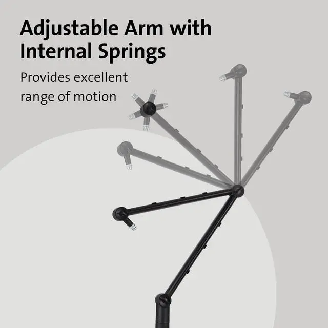 Alt view image 12 of 17 - Kensington A1020 Mounting Arm for Microphone, Webcam, Light, Video Conferencing System, Camera, Ring Light - Adjustable Height