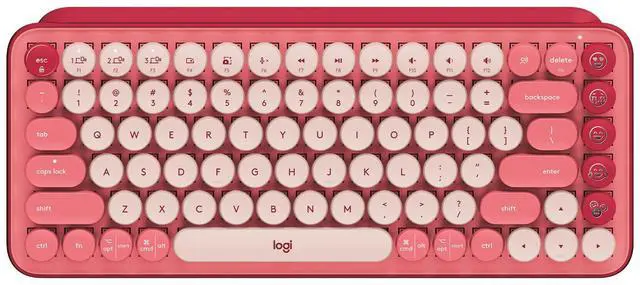 Alt view image 3 of 11 - Logitech POP Mechanical Wireless Keyboard - Customizable Emoji Keys, Durable Compact Design, Bluetooth or USB Connectivity, Multi-Device, OS Compatible - Heartbreaker Rose