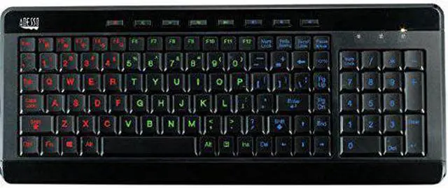 Alt view image 2 of 7 - Adesso AKB-120EB - SlimTouch 120 3-Color Illuminated Compact Multimedia Keyboard