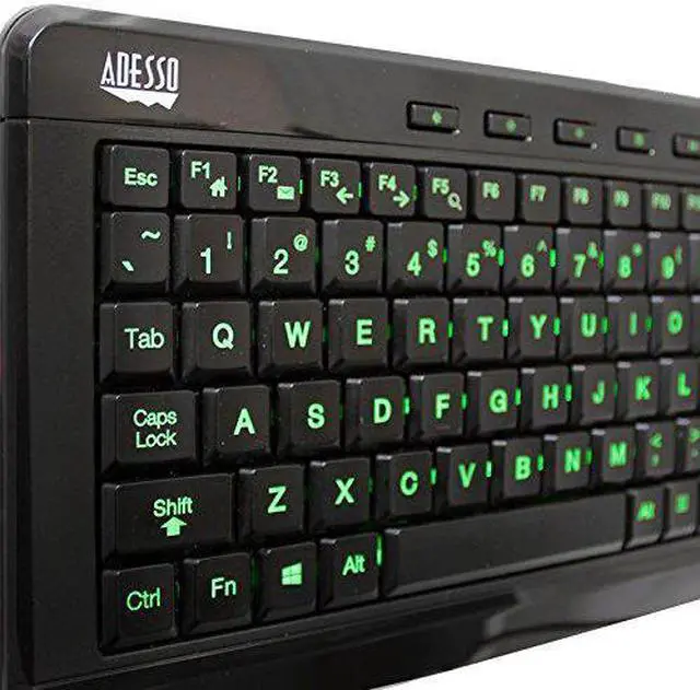 Alt view image 5 of 7 - Adesso AKB-120EB - SlimTouch 120 3-Color Illuminated Compact Multimedia Keyboard