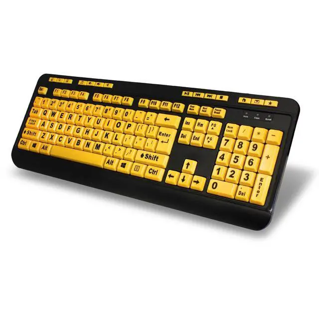 Alt view image 2 of 7 - AKB-132UY Luminous 4 X Large Print USB Keyboard, Black Yellow | Multimedia Desktop