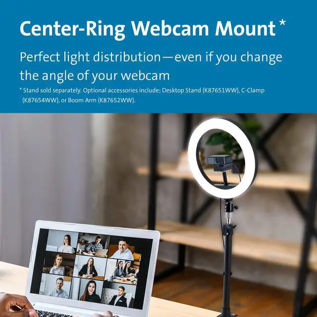 Alt view image 9 of 11 - Kensington K87653WW Ring Light w Webcam Mount