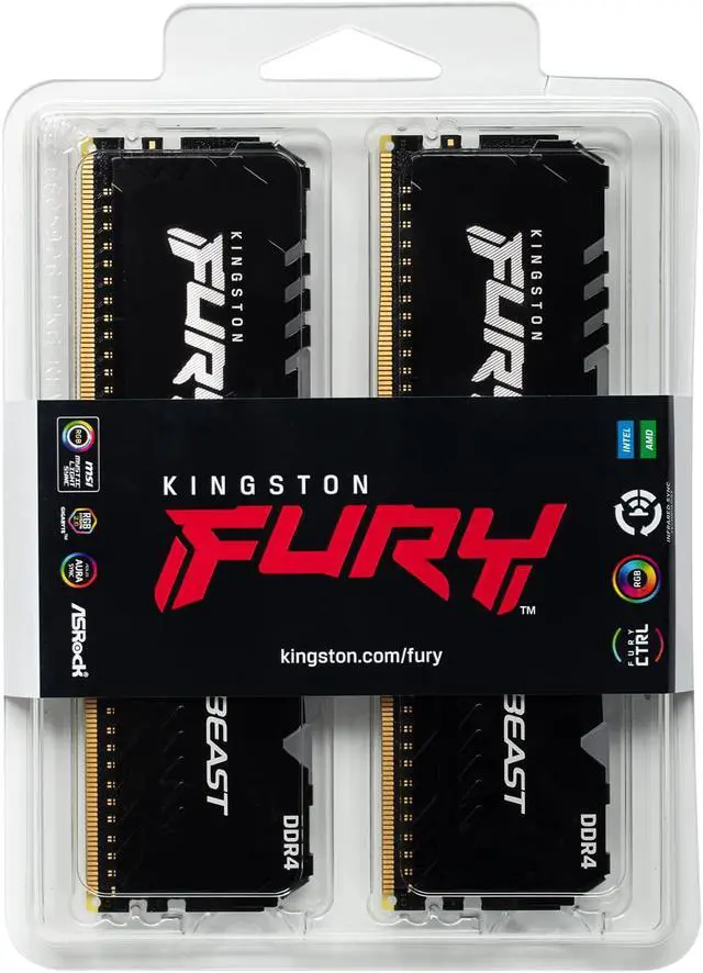 Alt view image 9 of 10 - Kingston Fury Beast RGB 2x16GB DDR4 3200MHz 288pin DIMM Memory Kit KF432C16BB1AK