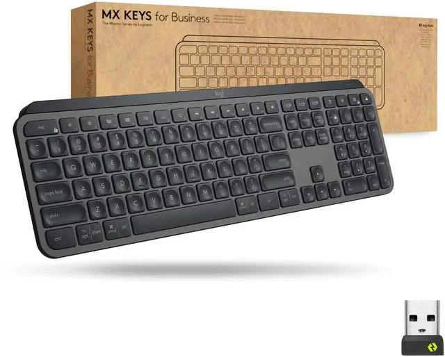 Alt view image 19 of 20 - Logitech MX Keys Advanced Wireless Illuminated Keyboard, Tactile Responsive Typing, Backlighting, Bluetooth, USB-C, Apple macOS, Microsoft Windows, Linux, iOS, Android, Metal Build - Graphite