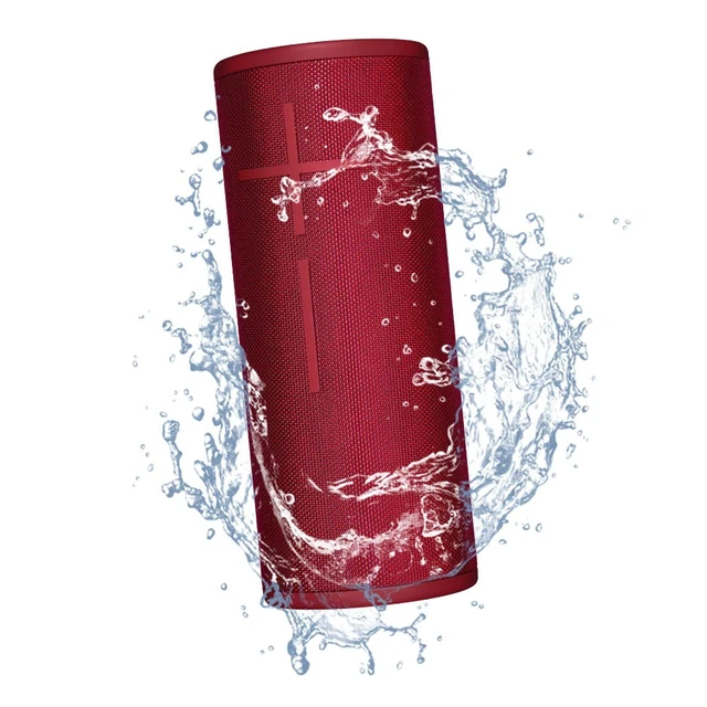 Alt view image 2 of 7 - Boom 3 Wireless Bluetooth Speaker, Bold Sound + Deep Bass, Bluetooth, Magic Button, Waterproof, 15 Hours Battery, Range of 150 ft, Sunset Red