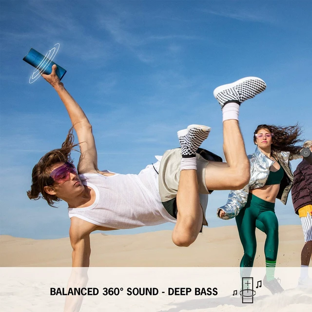 Alt view image 3 of 7 - Boom 3 Wireless Bluetooth Speaker, Bold Sound + Deep Bass, Bluetooth, Magic Button, Waterproof, 15 Hours Battery, Range of 150 ft, Sunset Red