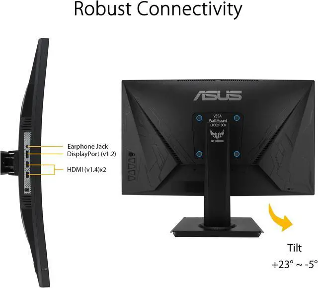 Alt view image 11 of 12 - ASUS TUF GAMING VG24VQE 23.6IN 1080P FULL HDASUS TUF Gaming VG24VQE 23.6 Curved Monitor, 1080P Full HD, 165Hz (Supports 144Hz), 1ms, Extreme Low Motion Blur, FreeSync Premium, Shadow Boost, Eye Care
