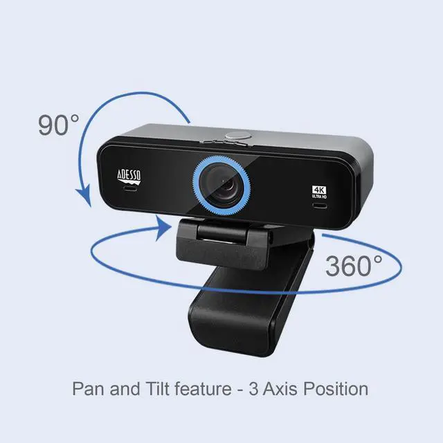 Alt view image 19 of 20 - Adesso CyberTrack K4 Webcam - 8 Megapixel - 30 fps - USB 2.0 - 3840 x 2160 Video - CMOS Sensor - Fixed Focus - Microphone - Monitor, Notebook, TV - Windows 10