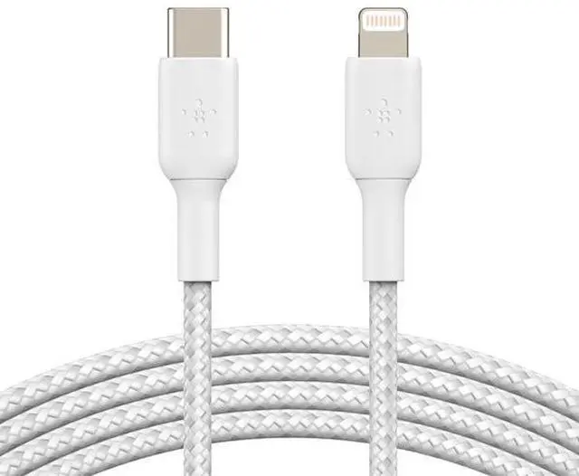 Alt view image 6 of 6 - BELKIN CAA004bt2MWH BOOST CHARGE White Braided USB-C to Lightning Cable 6.56 ft. (2.0 m)