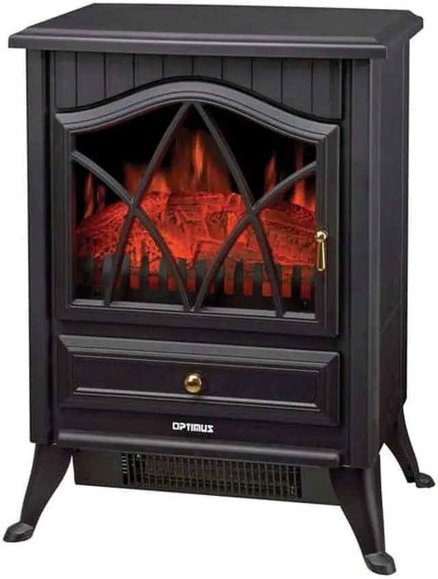 Alt view image 7 of 7 - OPTIMUS H9310 H9310 BLACK ELECTRIC FLAME EFFECT FIREPLACE HEATER