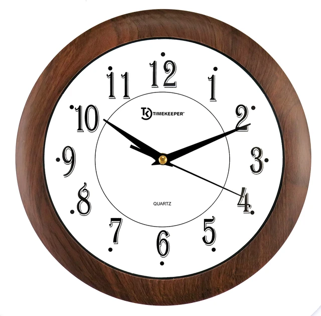 Alt view image 4 of 4 - Timekeeper 6415 12" Wood Grain Round Wall Clock