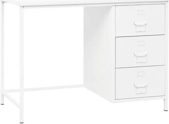 Main image of vidaXL Industrial Desk with Drawers White 41.3"x20.5"x29.5" Steel