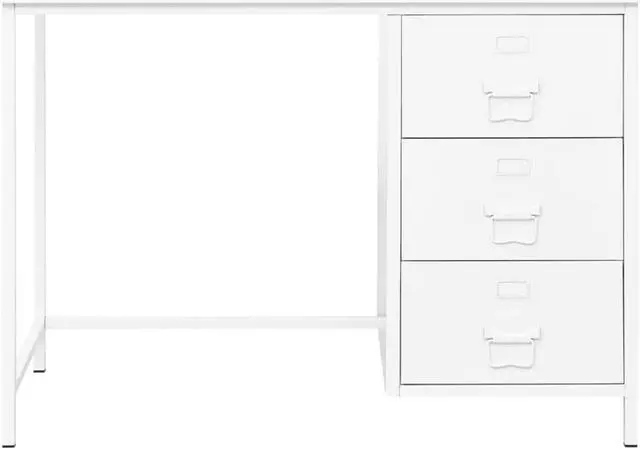 Alt view image 2 of 15 - vidaXL Industrial Desk with Drawers White 41.3"x20.5"x29.5" Steel