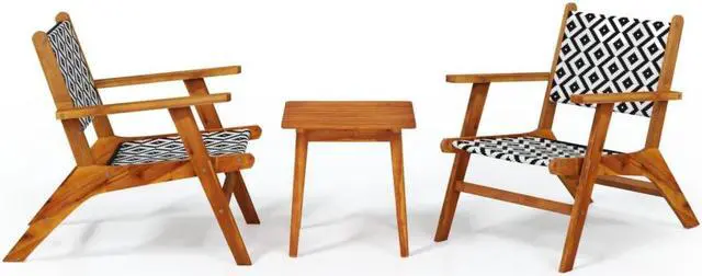 Alt view image 13 of 17 - vidaXL Patio Bistro Set 3 Piece Outdoor Chair for Deck Yard Backyard Acacia Wood