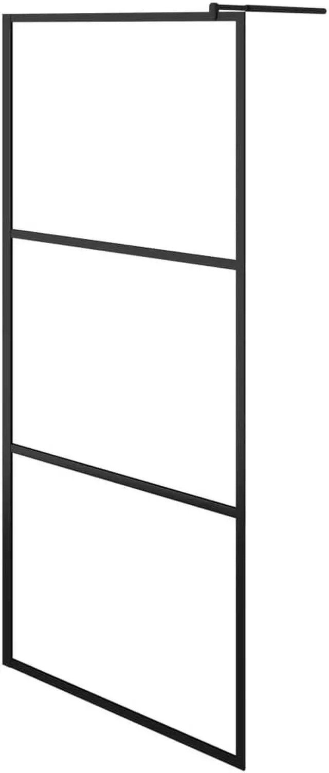 Alt view image 6 of 11 - vidaXL Walk-in Shower Wall with Clear ESG Glass Black 35.4"x76.8"