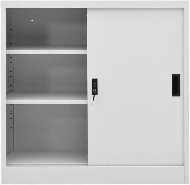 Alt view image 15 of 17 - vidaXL Filing Cabinet Storage File Cabinet with Sliding Door Light Gray Steel